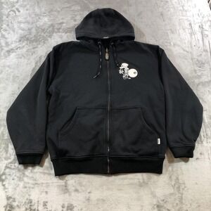 ZiNO Hoodie Mens Large Black Mr Lucky 8 Ball Billiards Thermal Zip Sweatshirt